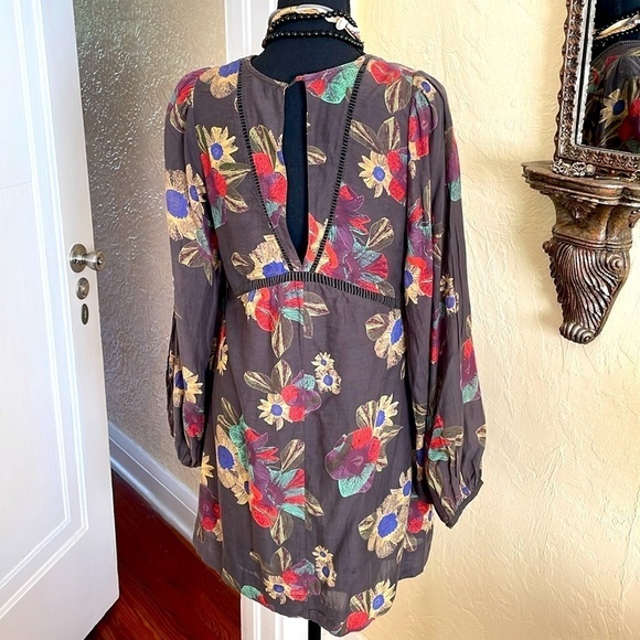 Free People Vintage,lined Dress with pockets, detailed trim flower‎ design Small - Picture 4 of 7